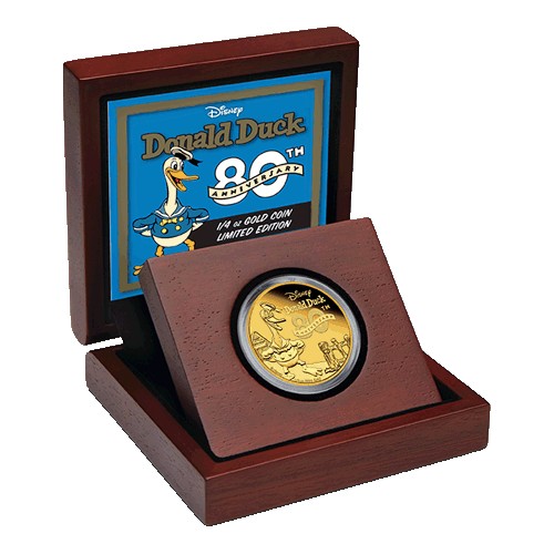 2014 $25 Disney Donald Duck 80th Anniversary 1/4oz Gold Proof Coin