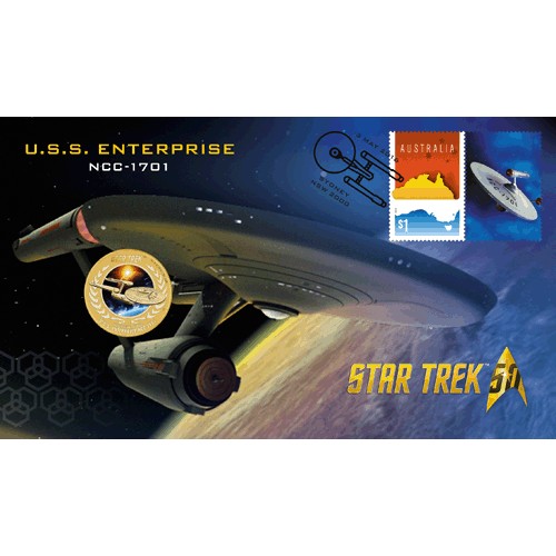 2016 $1 Star Trek USS Enterprise NCC-1701 Coin & Stamp Cover PNC