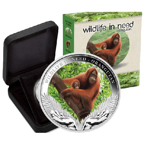 2011 $1 Wildlife in Need Series - Orangutan 1oz Silver Proof Coin