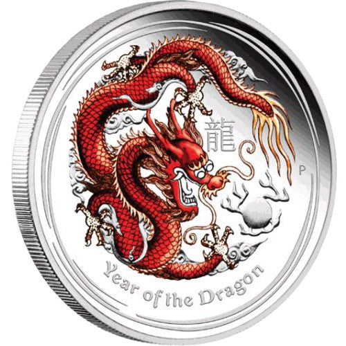 2012 50c Australian Lunar Year of the Dragon 1/2oz Coloured Silver Proof Coin