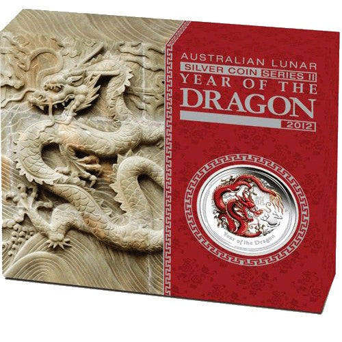 2012 50c Australian Lunar Year of the Dragon 1/2oz Coloured Silver Proof Coin