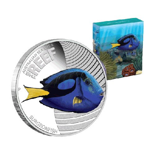 2012 50c Australian Sea Life Series II - Surgeonfish 1/2oz Silver Proof Coin