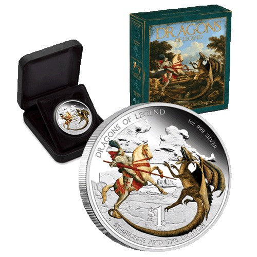 2012 $1 Dragons of Legend - St George & the Dragon 1oz Silver Proof Coin