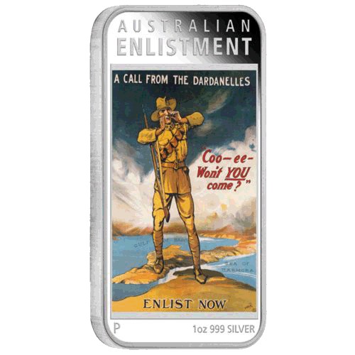 2014 $1 Australian Posters of WWI - Enlistment 1oz Silver Proof Coin