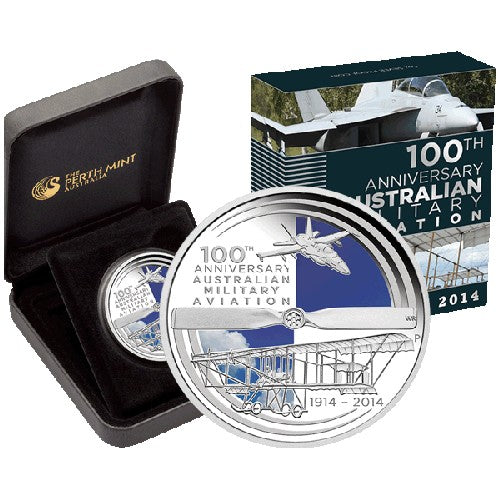 2014 $1 100th Anniversary Australian Military Aviation 1914 - 2014 1oz Silver Proof Coin