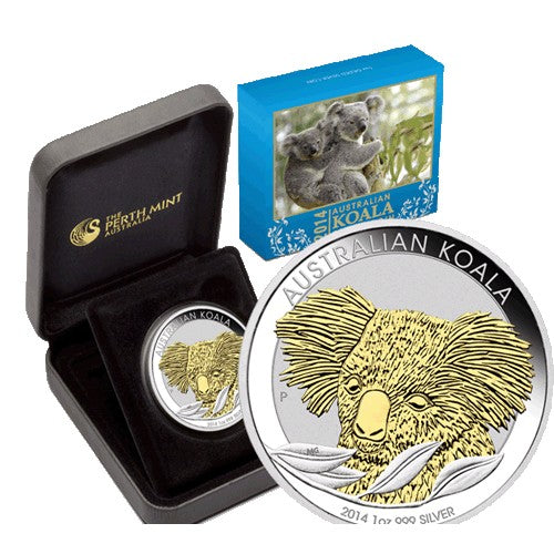 2014 $1 Australian Koala Gilded 1oz Silver Coin