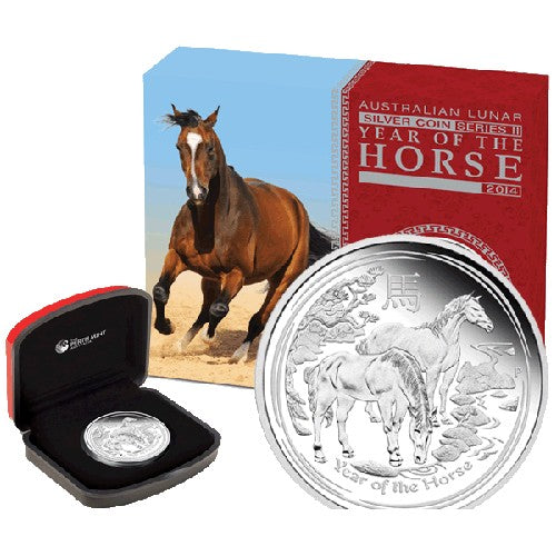 2014 $1 Year of the Horse 1oz  Silver Proof Coin