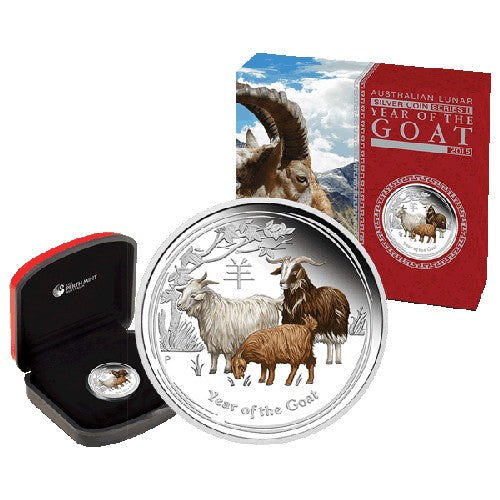 2015 50c Australian Lunar Series II - Year of the Goat 1/2oz Coloured Silver Coin