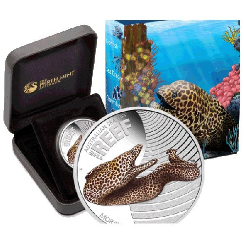 2010 50c Australian Sea Life Series  - Moray Eel 1/2oz Silver Proof Coin