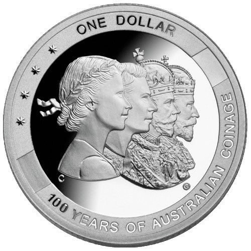 2010 $1 100 Years Australian Coinage C Mintmark Fine Silver Proof Coin RAM