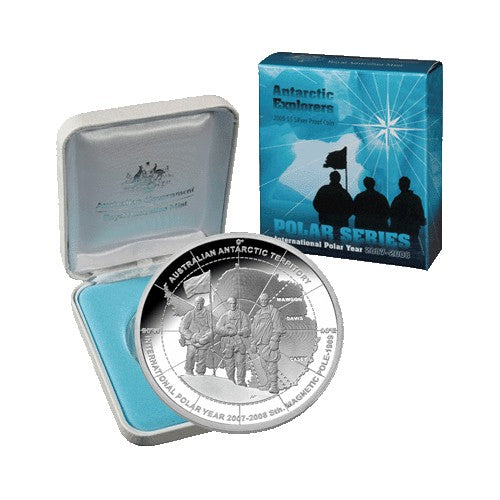 2009 $5 International Polar Year - Polar Series Antarctic Explorers Silver Proof Coin