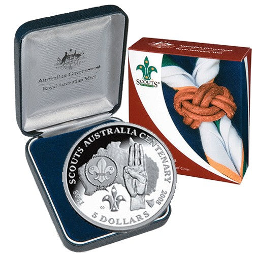 2008 $5 Centenary of Scouts in Australian Fine Silver Proof Coin