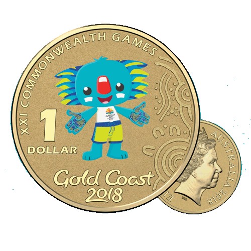 2018 $1 XXI Commonwealth Games - Borobi Coloured Frosted Unc Coin in Card