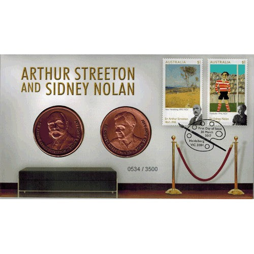 2017 Arthur Streeton & Sidney Nolan Anniversary Limited Edition 2 Medallion & Stamp Cover PNC