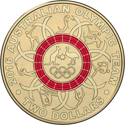 2016 $2 Australian Olympic Team Program Red Coloured Uncirculated Coin