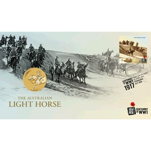 2017 $1 The Australian Light Horse Coin & Stamp Cover PNC