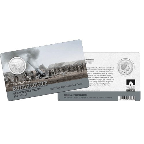 2017 50c The Western Front - Bullecourt 1917 - 2017 Unc Coin in Card