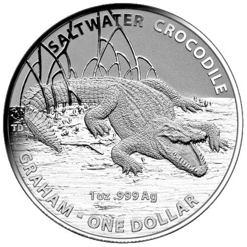 2014 $1 Australian Saltwater Crocodiles - Graham 1oz Silver Frunc Coin in Card