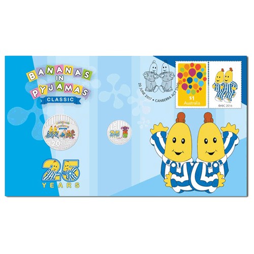 2017 Bananas in Pyjamas 25th Anniversary 2 Coin & Stamp Cover PNC