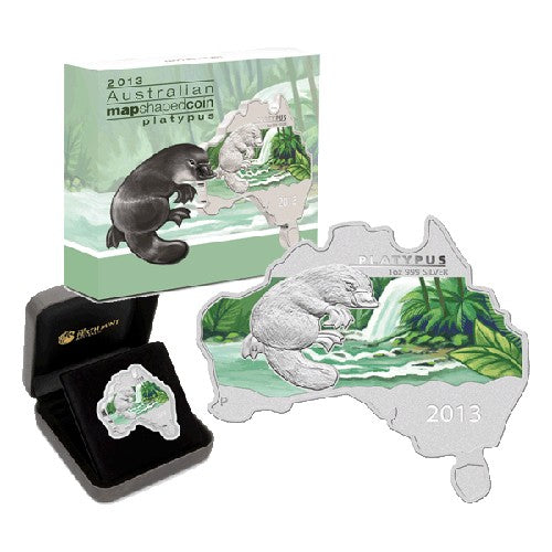 2013 $1 Australian Map Shaped Coin Series - Platypus 1oz Silver Coin