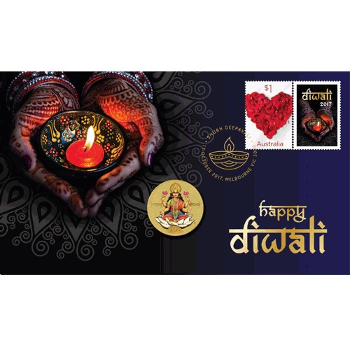 2017 $1 Diwali Festival Coin & Stamp Cover PNC