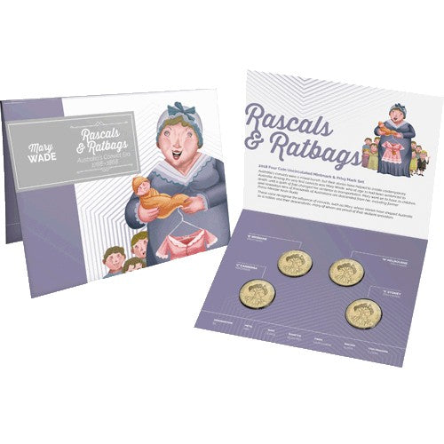 2018 $1 Ratbags & Rascals Al/Br Mintmark 4 Coin Set