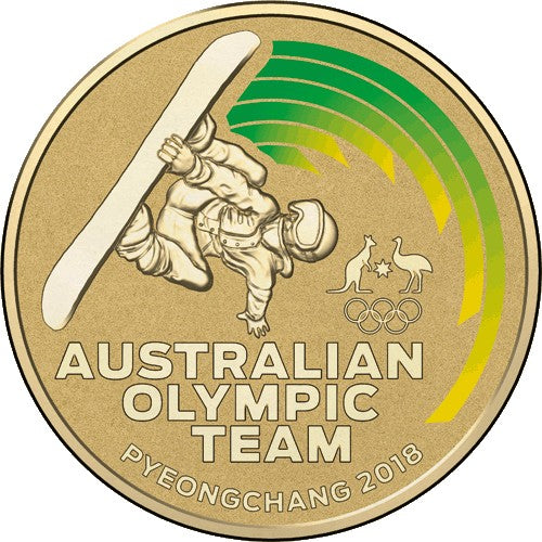 2018 $1 Australian Olympic Team Pyeongchang Coloured Frosted Uncirculated Coin