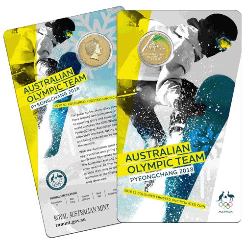 2018 $1 Australian Olympic Team Pyeongchang Coloured Frosted Uncirculated Coin