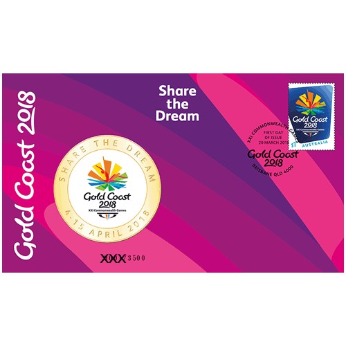 2018  XXI Commonwealth Games Medallion & Stamp Cover PNC