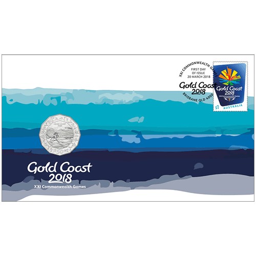 2018 50c XXI Commonwealth Games Coin & Stamp Cover PNC