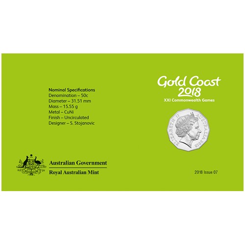 2018 50c XXI Commonwealth Games Coin & Stamp Cover PNC