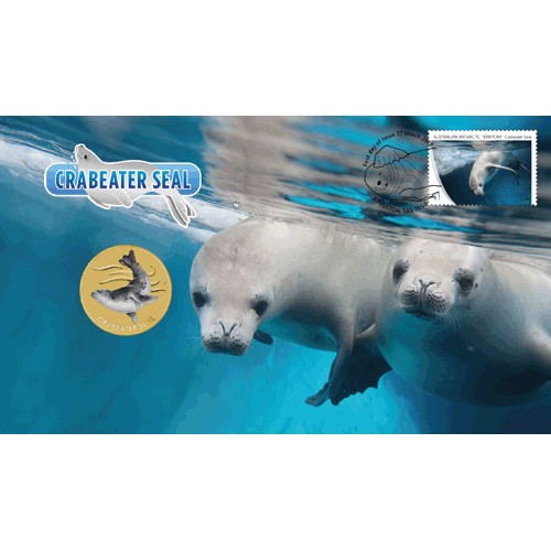 2018 $1 AAT Crabeater Seal Coin & Stamp Cover PNC