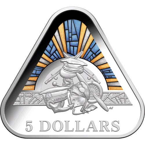 2018 $5 Land, Sea & Air Coloured Fine Silver Proof Triangular Coin ...