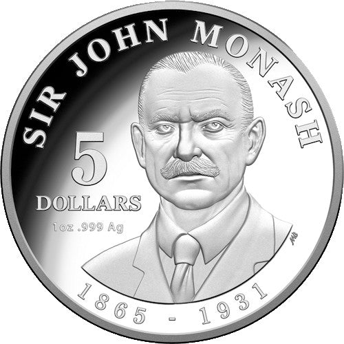 2018 $5 Sir John Monash 1oz Fine Silver Proof Coin