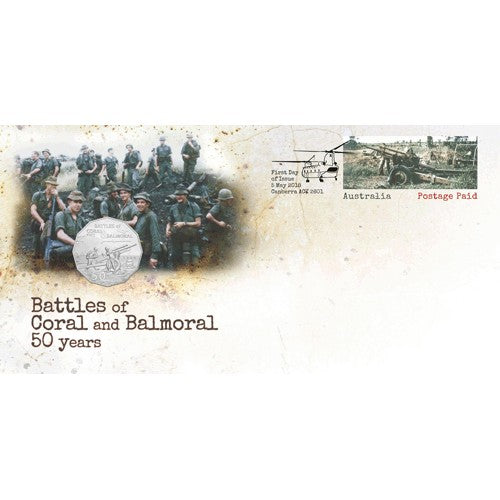 2018 50c Coral & Balmoral - Battle of the Fire Support Bases Coin & Stamp Cover PNC