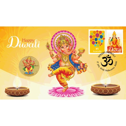 2018 $1 Diwali Coin & Stamp Cover PNC