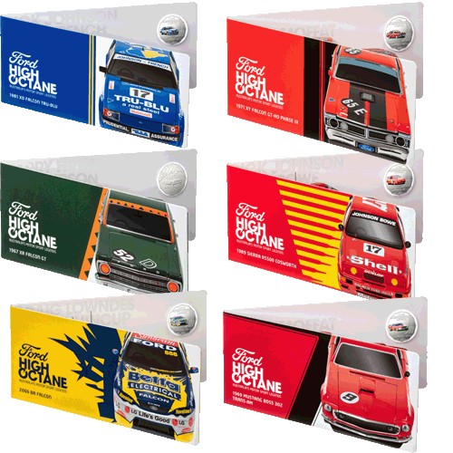 2018 50c Ford Motorsport 6 Coin Collection Cards Only