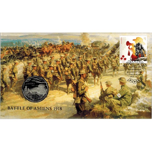 2018 50c The Western Front - Amiens 1918 - 2018 Coin & Stamp Cover PNC