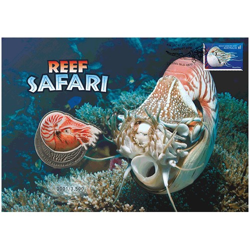 2018 Reef Safari Nautilus Limited Edition Medallion & Stamp Cover PNC