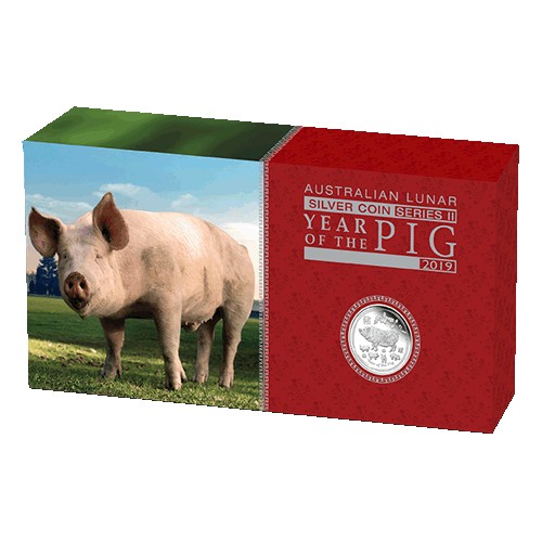 2019 Australian Lunar Year of the Pig Three Coin Silver Set