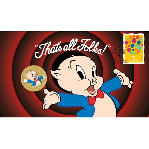 2019 $1 Porky Pig Coin & Stamp Cover PNC