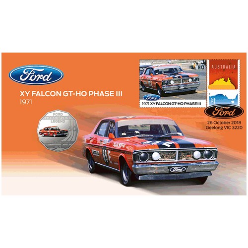 2018 50c Ford 1971 XY Falcon GTHO Phase III Coin & Stamp Cover PNC