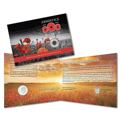 2018 50c New Zealand Armistice Day Red Poppy Commemorative Coin Pack