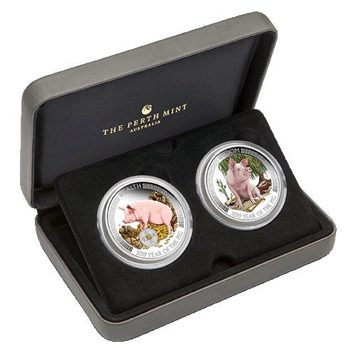 2019 $1 Lunar Good Fortune Series - Wealth & Wisdom Year of the Pig Two-Coin Silver Set