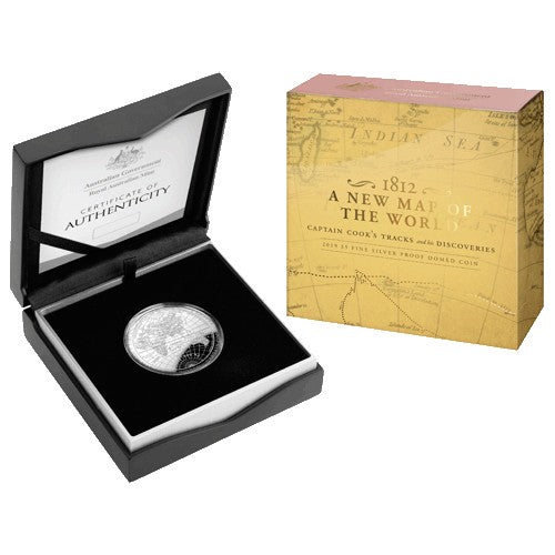 2019 $5 1812 A New Map of the World Fine Silver Proof Domed Coin
