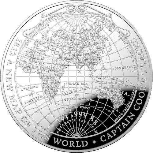 2019 $5 1812 A New Map of the World Fine Silver Proof Domed Coin