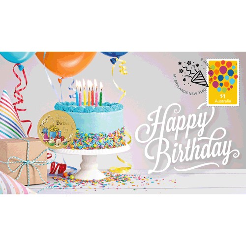 2019 $1 Happy Birthday Coin & Stamp Cover PNC