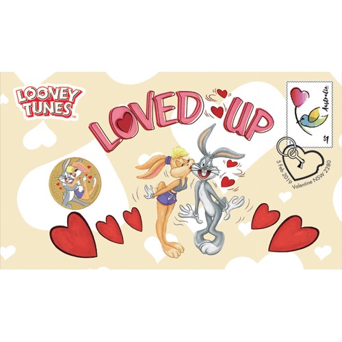 2019 $1 Looney Tunes Lovestruck Coin & Stamp Cover PNC