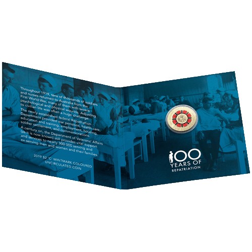 2019 $2 Bringing Them Home - A Hundred Years of Repatriation C Mintmark Coloured Coin in RAM Card