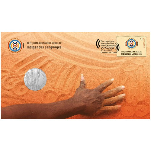 2019 50c International Year of Indigenous Languages Coin & Stamp Cover PNC